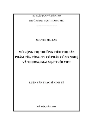 Mở Rộng Thị Trường Tiêu Thụ Sản Phẩm Công Ty Cổ Phần