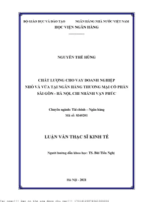 Nâng Cao Chất Lượng Cho Vay Doanh Nghiệp Nhỏ và Vừa Tại