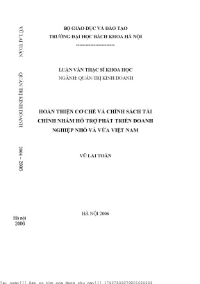 Cải thiện chính sách tài chính hỗ trợ doanh nghiệp nhỏ