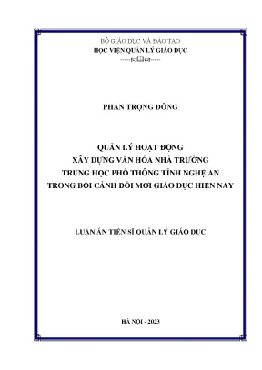 Quản Lý Văn Hóa Nhà Trường Trung Học Phổ Thông Tỉnh Nghệ