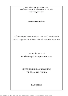Kế Hoạch Phát Triển Công Ty Quản Lý Đường Sắt Hà Hải Đến