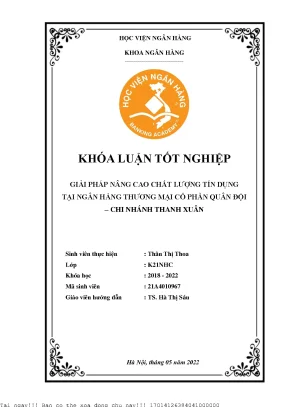 Giải Pháp Nâng Cao Chất Lượng Tín Dụng Tại Ngân Hàng