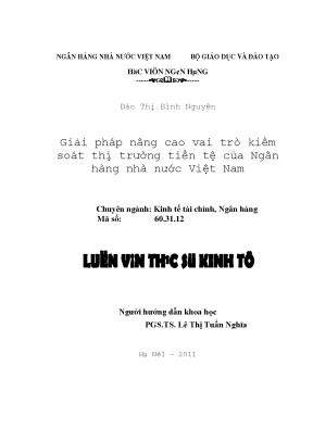 Giải Pháp Nâng Cao Kiểm Soát Thị Trường Tiền Tệ Của Ngân