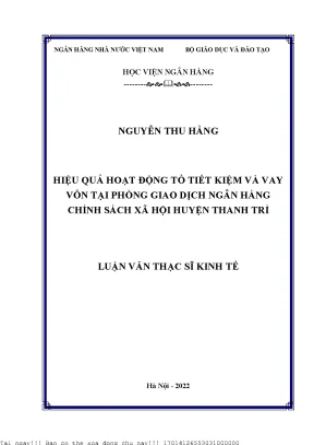 Hiệu Quả Hoạt Động Tổ Tiết Kiệm và Vay Vốn Tại Ngân Hàng