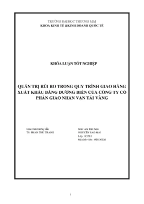 Quản Trị Rủi Ro Trong Giao Hàng Xuất Khẩu Bằng Đường Biển