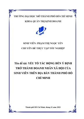 Yếu Tố Ảnh Hưởng Đến Ý Định Trở Thành Doanh Nhân Xã Hội