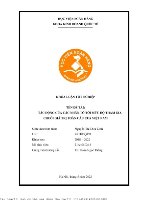 Tác động của các nhân tố đến mức độ tham gia chuỗi giá