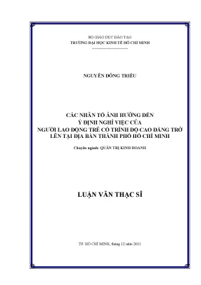 Những Nhân Tố Ảnh Hưởng Đến Ý Định Nghỉ Việc Của Người