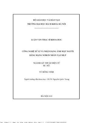 Nhận Dạng Ảnh Mặt Người Bằng Mạng Nơron Nhân Tạo MLP