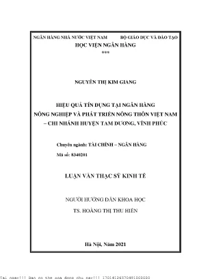 Nâng cao hiệu quả tín dụng tại Ngân hàng Nông nghiệp và