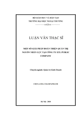 Giải Pháp Hoàn Thiện Quản Trị Nguồn Nhân Lực Tại Công Ty