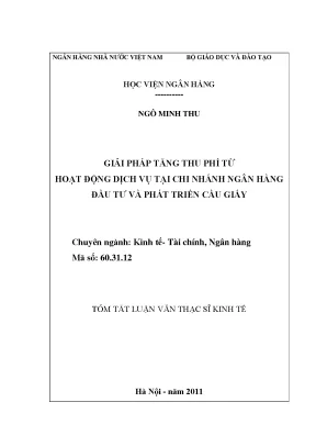 Giải Pháp Tăng Thu Phí Dịch Vụ Tại Ngân Hàng Đầu Tư Và