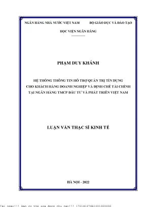 Hệ Thống Thông Tin Hỗ Trợ Quản Trị Tín Dụng Tại Ngân