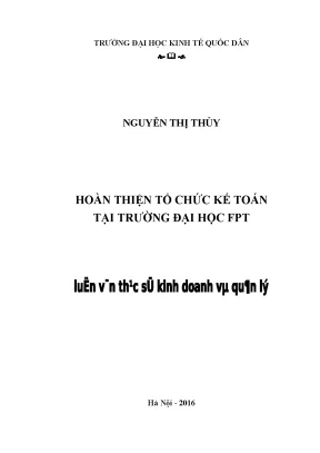 Tổ Chức Kế Toán Tại Trường Đại Học FPT: Nghiên Cứu và 