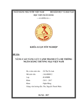 Nâng cao năng lực cạnh tranh của ngân hàng thương mại