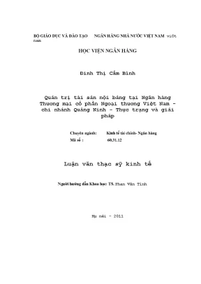 Quản Trị Tài Sản Nội Bảng Tại Vietcombank Quảng Ninh: