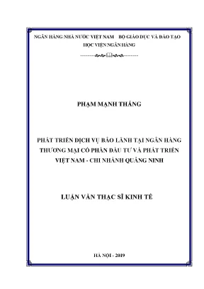 Phát Triển Dịch Vụ Bảo Lãnh Tại Ngân Hàng Thương Mại Cổ