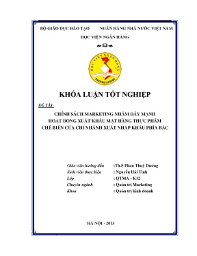 Chính Sách Marketing Đẩy Mạnh Xuất Khẩu Thực Phẩm Chế 