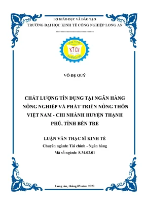 Chất lượng tín dụng tại Agribank huyện Thạnh Phú, Bến