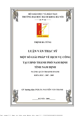 Giải Pháp Cải Tiến Dịch Vụ Công Tại UBND Thành Phố Nam Định