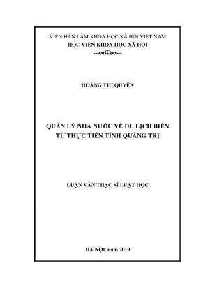 Quản Lý Nhà Nước Về Du Lịch Biển Tại Quảng Trị: Thực