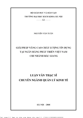 Giải Pháp Nâng Cao Chất Lượng Tín Dụng Tại Ngân Hàng