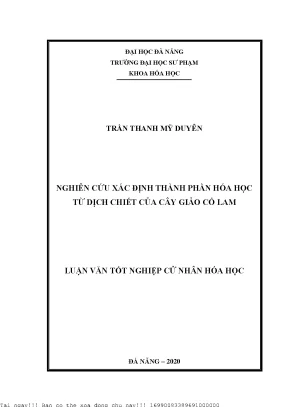 Nghiên Cứu Thành Phần Hóa Học Từ Dịch Chiết Cây Giảo Cổ Lam