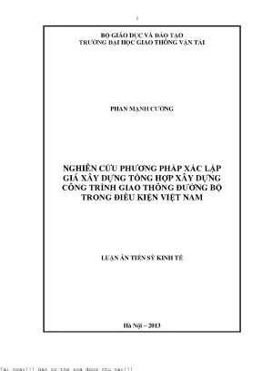 Nghiên Cứu Phương Pháp Xác Lập Giá Xây Dựng Công Trình