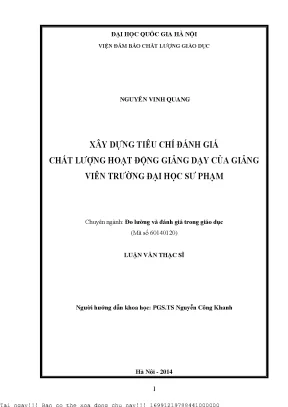 Tiêu chí đánh giá chất lượng giảng dạy tại trường Đại