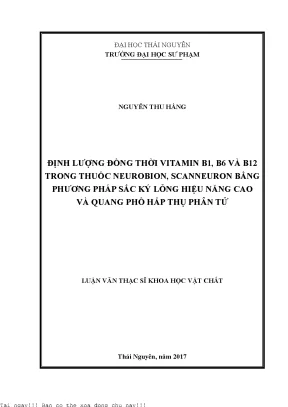 Nghiên Cứu Phân Tích Đồng Thời Vitamin B1, B6 và B12