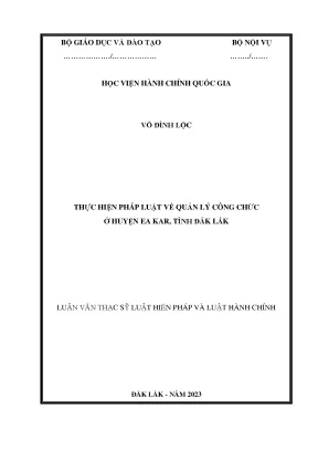 Quản Lý Công Chức Tại Huyện Ea Kar, Tỉnh Đắk Lắk: Thực
