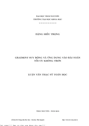 Gradient Suy Rộng và Ứng Dụng Trong Tối Ưu Không Trơn