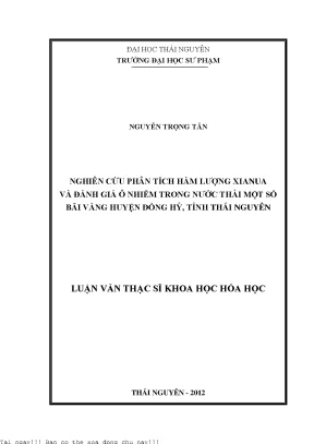Nghiên Cứu Ô Nhiễm Xianua Trong Nước Thải Tại Huyện Đồng