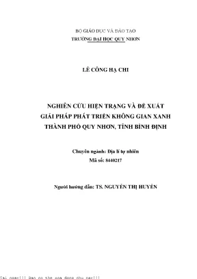 Phát Triển Không Gian Xanh Thành Phố Quy Nhơn: Nghiên 
