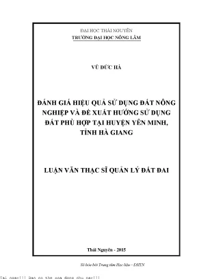 Đánh Giá Hiệu Quả Sử Dụng Đất Nông Nghiệp Tại Huyện Yên