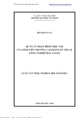 Quản Lý Hoạt Động Học Tập Của Sinh Viên Tại Trường Cao