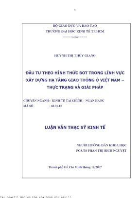 Đầu Tư BOT Trong Xây Dựng Hạ Tầng Giao Thông Ở Việt Nam: