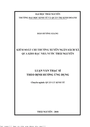 Kiểm Soát Chi Ngân Sách Xã Qua Kho Bạc Nhà Nước Thái Nguyên