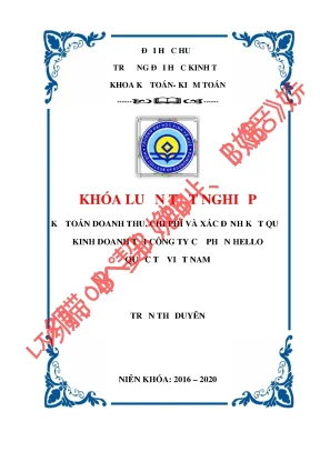 Khóa Luận Tốt Nghiệp Về Kế Toán Doanh Thu, Chi Phí Tại