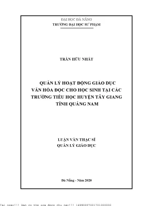 Quản Lý Hoạt Động Giáo Dục Văn Hóa Đọc Tại Trường Tiểu