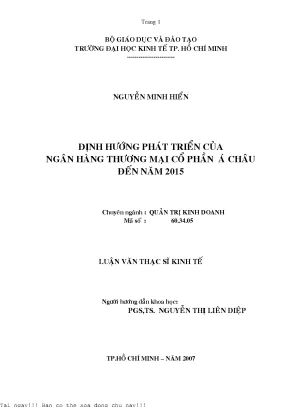 Phát Triển Ngân Hàng Thương Mại ACB Đến Năm 2015