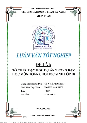 Tổ Chức Dạy Học Dự Án Môn Toán Cho Học Sinh Lớp 10