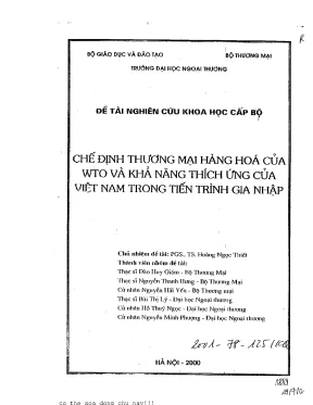 Khả Năng Thích Ứng Của Việt Nam Với Chế Định Thương Mại 
