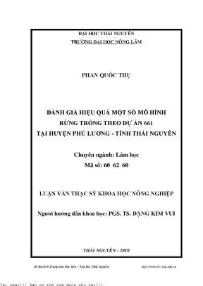Đánh Giá Hiệu Quả Mô Hình Rừng Trồng Dự Án 661 Tại Phú