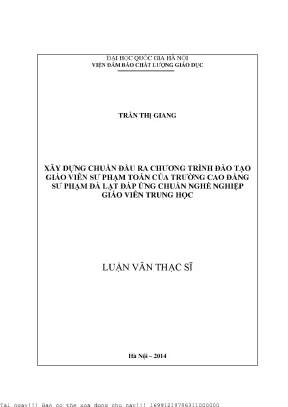 Chuẩn Đầu Ra Chương Trình Đào Tạo Giáo Viên Sư Phạm Toán