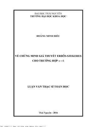 Chứng Minh Giả Thuyết Erdös-Szekeres Cho Trường Hợp n = 6