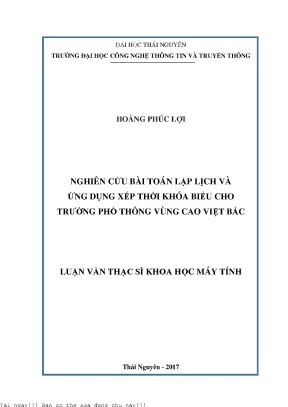 Nghiên Cứu Giải Thuật Lập Lịch và Ứng Dụng Xếp Thời Khóa