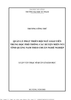 Quản Lý Phát Triển Đội Ngũ Giáo Viên Trung Học Phổ Thông
