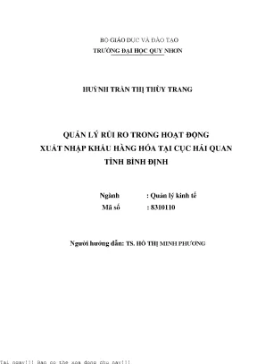 Quản Lý Rủi Ro Trong Xuất Nhập Khẩu Hàng Hóa Tại Cục Hải