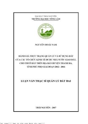 Đánh Giá Quản Lý và Sử Dụng Đất Tại Huyện Thanh Ba, Tỉnh